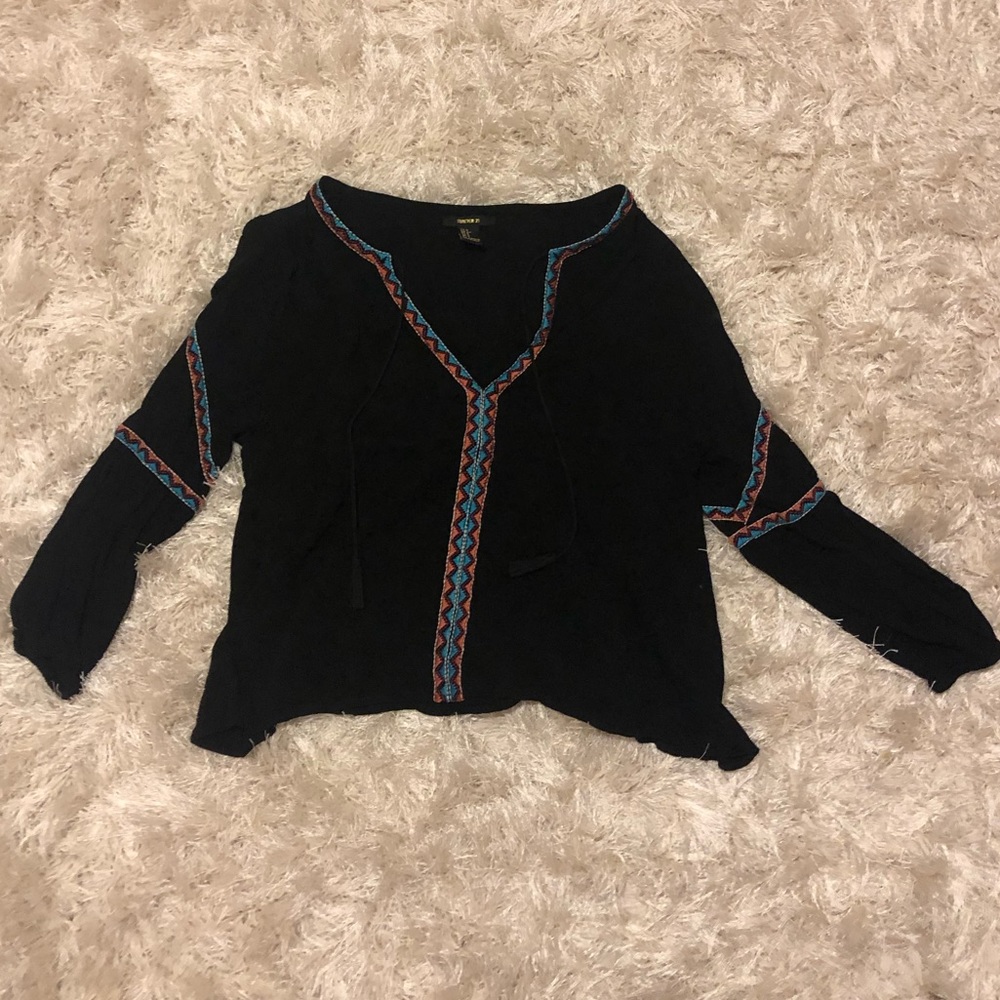 Forever 21 Cropped Shirt with Aztec Detailing